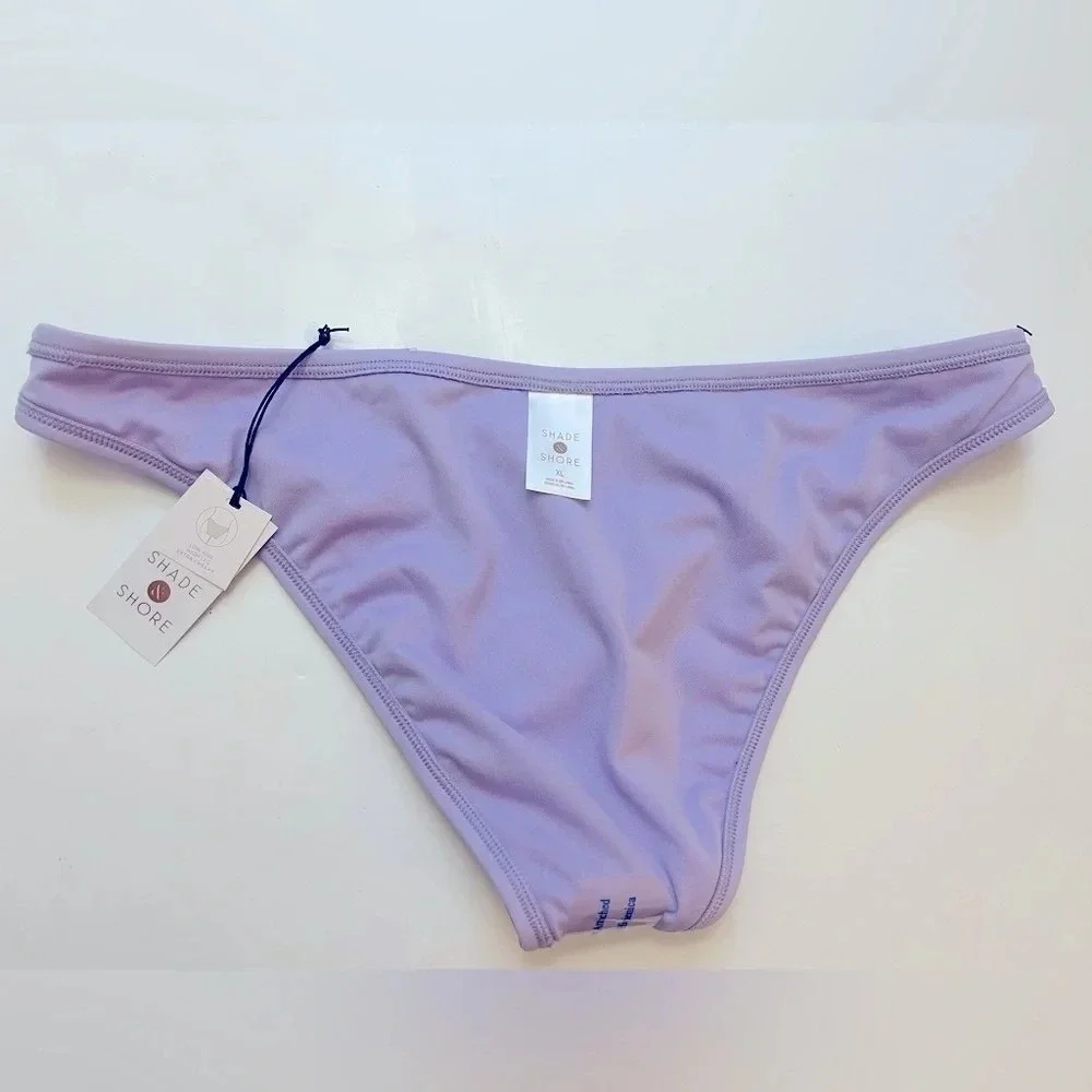 Shade & Shore Low Rise High Leg Bikini Bottom Extra Cheeky Womens XL Purple New - Picture 8 of 10